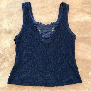 Navy Lace Top